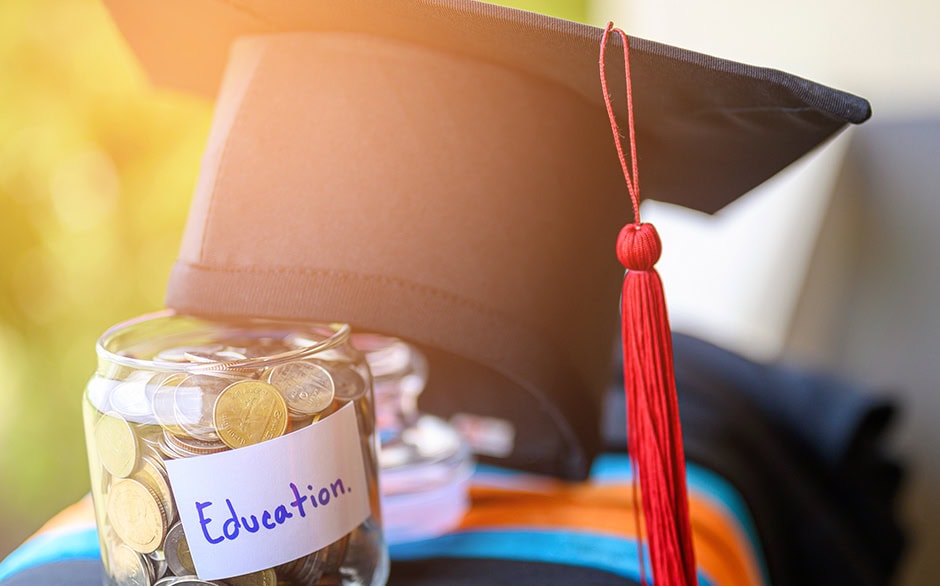 Grad cap and coins