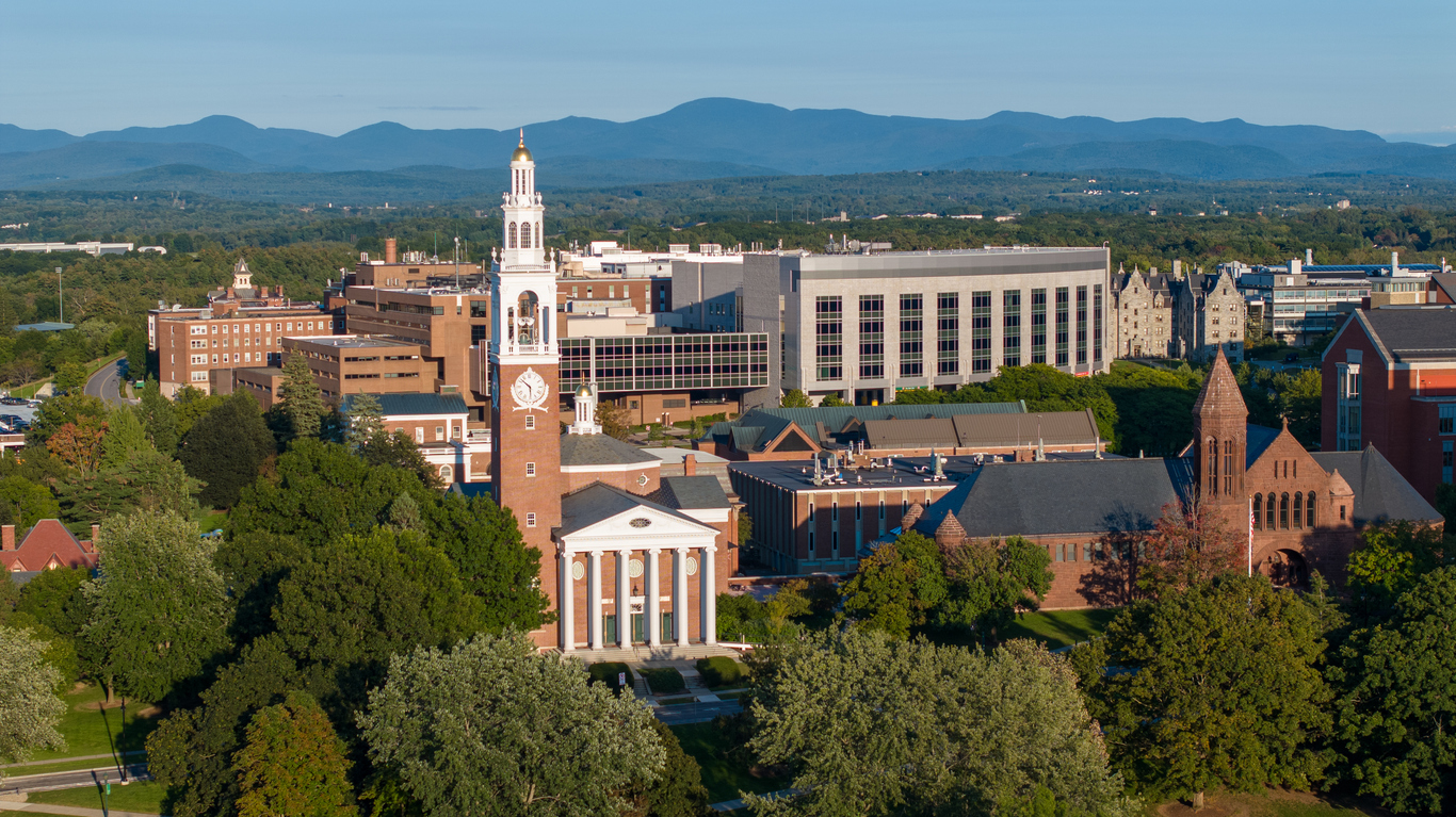 Aerial view of the University of Vermont